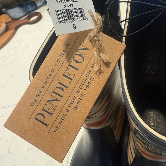 Pendleton Navy Rubber Sole Boots - Picture 4 of 4